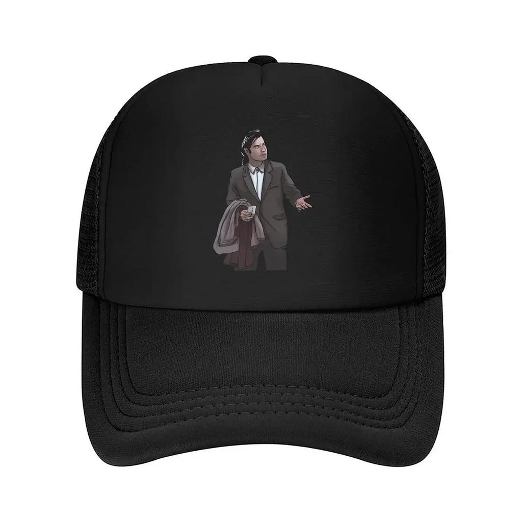 Business Attire Illustrated Character Artwork Mesh Baseball Cap