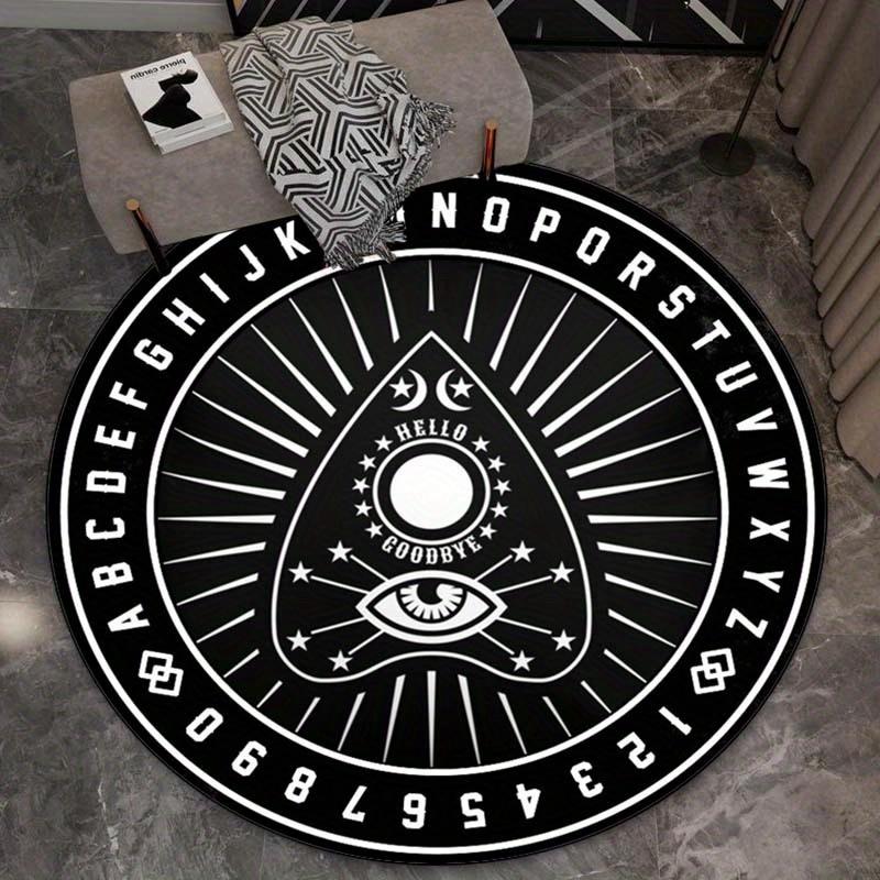 1pc Ouija Board Print Round Rug: Perfect for Living Room, Bedroom or Office - Crystal Velvet Non-Slip Rug