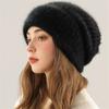 Fashion Women's Autumn and Winter Knitted Thickened Warm Thickened Women's Hat Big Head Circumference Ear Protection Plush Hat