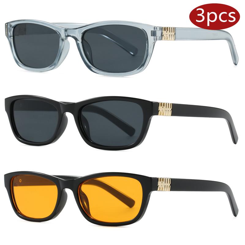

Car Sun Glasses 3pcs New Fashion Cat Eye Versatile Sunglasses Women Retro Polygonal Vacation Outdoor Sun Block Shades Eyewear