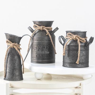 Antike Bronze Milchkannen Eisen Blumenvase für Gartenarbeit & Heimdekoration