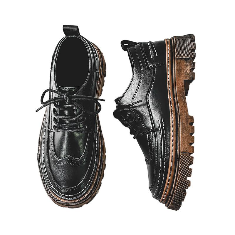 Brock leather shoes summer dress business casual British black sports soft surface high tide shoes
