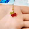 Stainless Steel Plated Cute Red Cherry Fruit Series Pendant Necklace Clavicle Chain for Women Vacation Gift