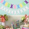 Colorful Bunny Spiral Hanging Decor Paper Party Decoration Flag Pom Pom Garland  Valentine's Day