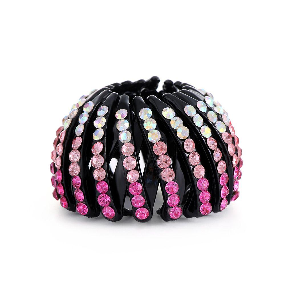 Hair Headwear Rhinestone Hair Fold Wrap Crystal Hair Bun Maker Bird Nest Hair Claw Ponytail Clamps