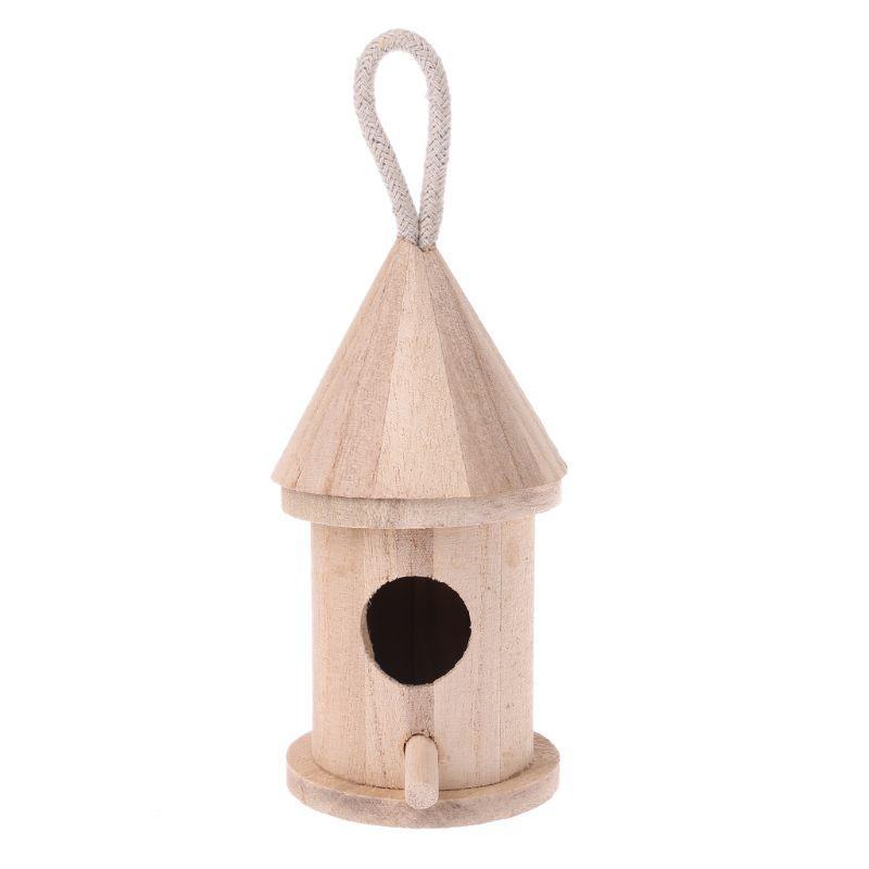 Wooden Bird Houses Small Bird House with Perch for Outside Garden Decorations Bird Houses to Paint for Bird Watching
