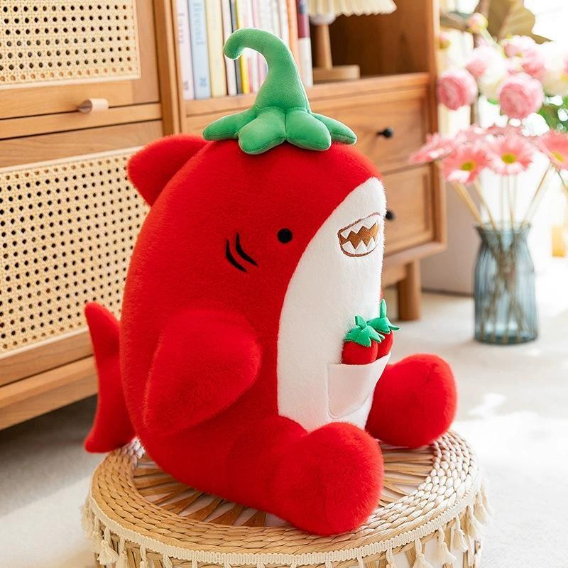 Creative Pepper Chili Shark Plush Doll Marine Animal Cushion Plushie Gift Toy