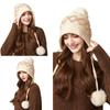 Winter Knitted Hat Big Head Cashmere Three Hair Ball Ear Protection Wool Hat for Women