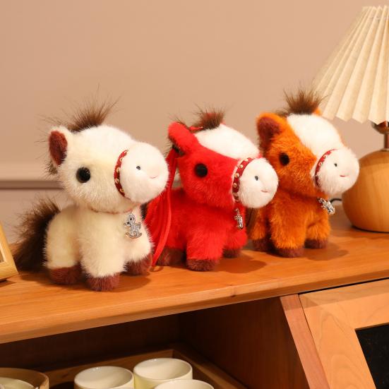 Realistic Pony Plush Keychain Soft Stuffed Animal Zodiac Lucky Horse Bag Charm Year of The Horse 2026 Birthday Xmas Gift