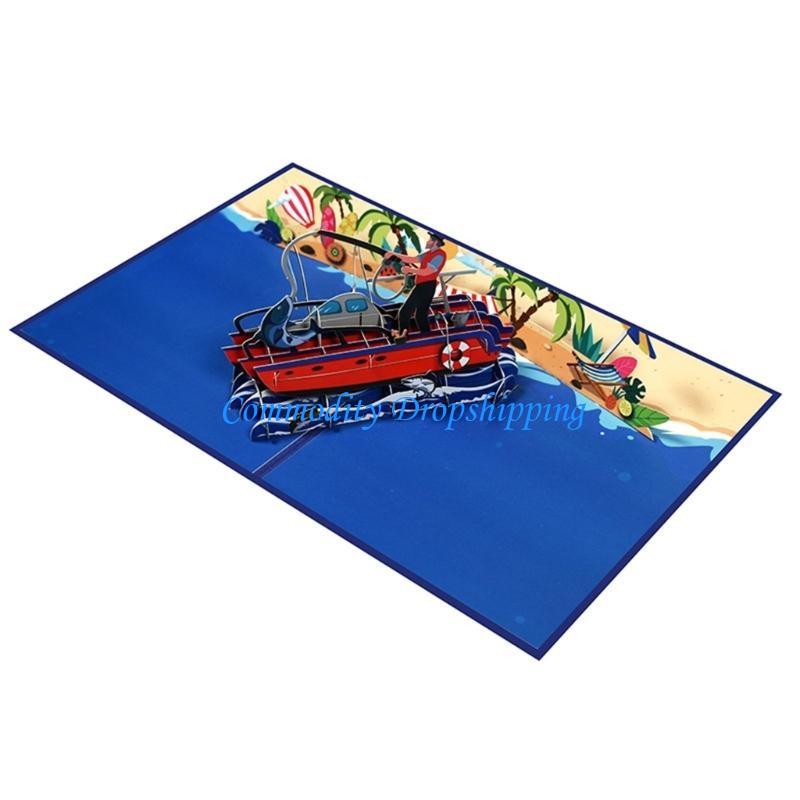 Y5JC Fishing Pop-Up Greeting Card Fathers Day Card with Envelope Anniversary Birthday Retirement Card for Dad Husband Gift China Mainland