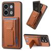 Carbon Fibre Foldable Vertical Cards Bag Case For Redmi Note 13 Pro Plus 12 11 13T 13C POCO X6 X5 14 Ultra Kickstand Solt Cover