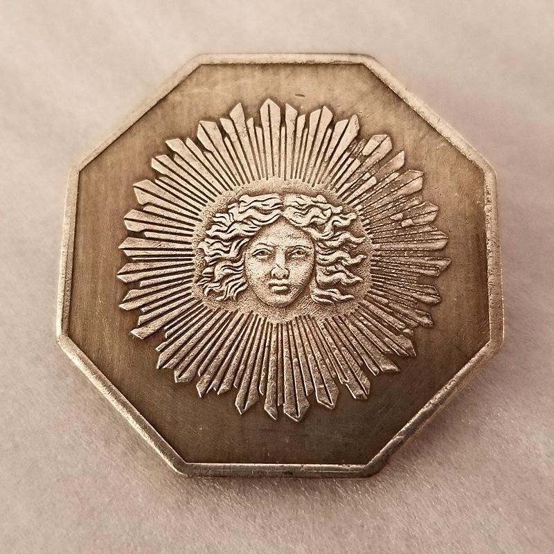 

Octagonal replica commemorative medal made of brass material, 1829, antique handicraft