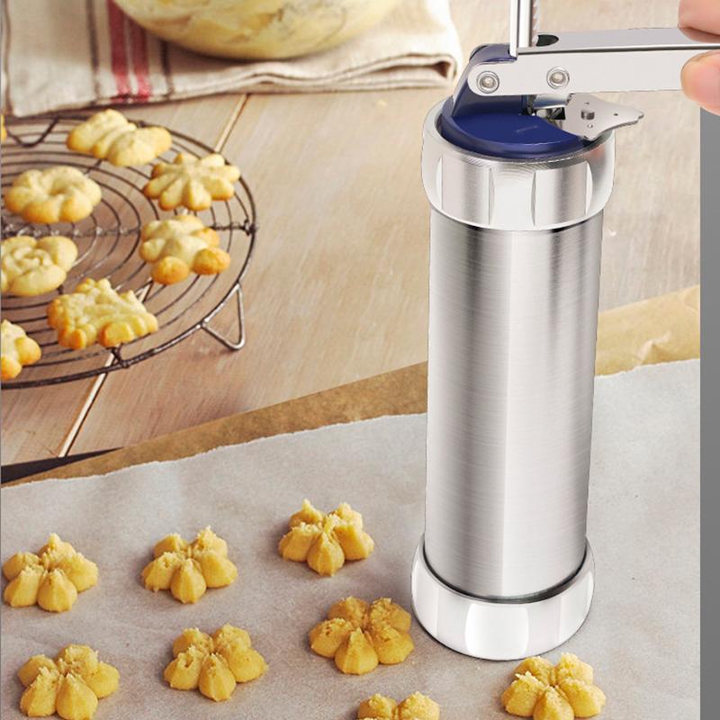 Stainless Steel Cake Cream Decorating Gun Sets Cookie Making Machine Nozzles Mold Pastry Syringe Extruder Kitchen Baking Tools