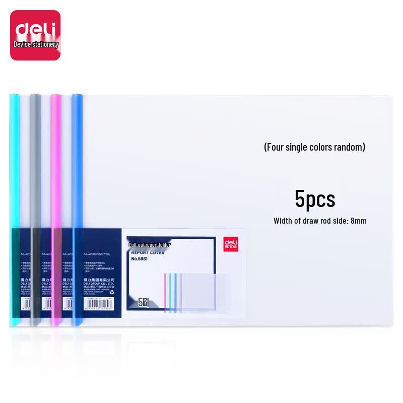 Deli 5861 Transparent Slide Binder File Clips