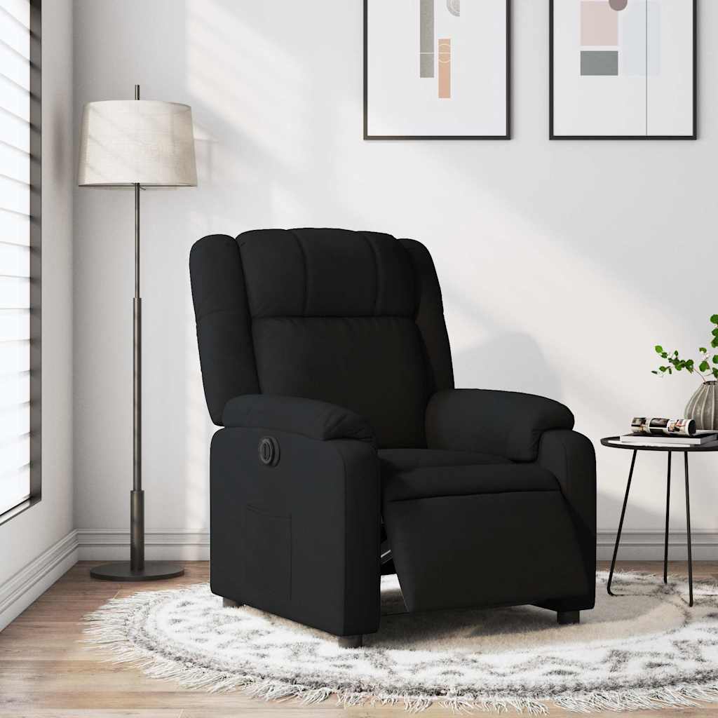 Electric Recliner Chair Black Fabric