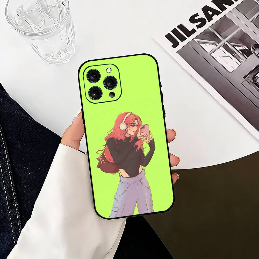 KiniOto Manga The Green Yuri Guy Phone Case For iPhone 17, 16,15,14,13,12,11 Plus,Pro Max, Others Soft Black Cover
