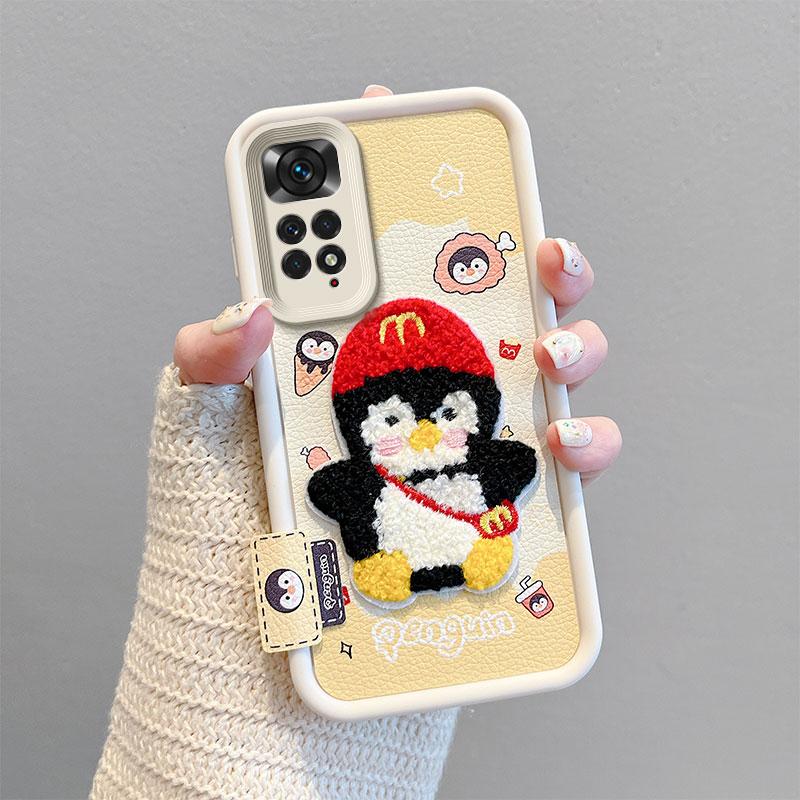 KEYSION Cartoon Cute Plush Embroidery Case for Redmi Note 11 Pro 5G 11S with Lanyard Silicone Shockproof Phone Cover for Redmi Note 12 Pro 4G