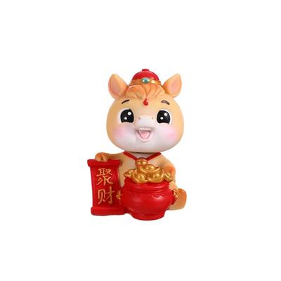 Cartoon 2026 Miniature Horse Figurine Resin Cute Horse Year Mascot DIY Year of Horse Festival Ornament Car Ornament