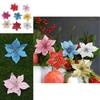 Eye-catching 10pcs Christmas Large Poinsettia Glitter Flower Decor For Home And Party