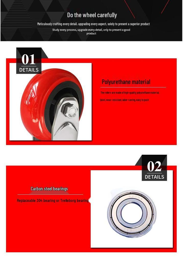 Heavy-Duty Stainless Steel Swivel Casters (4", 5", 6", 8") - Waterproof, Rustproof Polyurethane Wheels for Trolleys