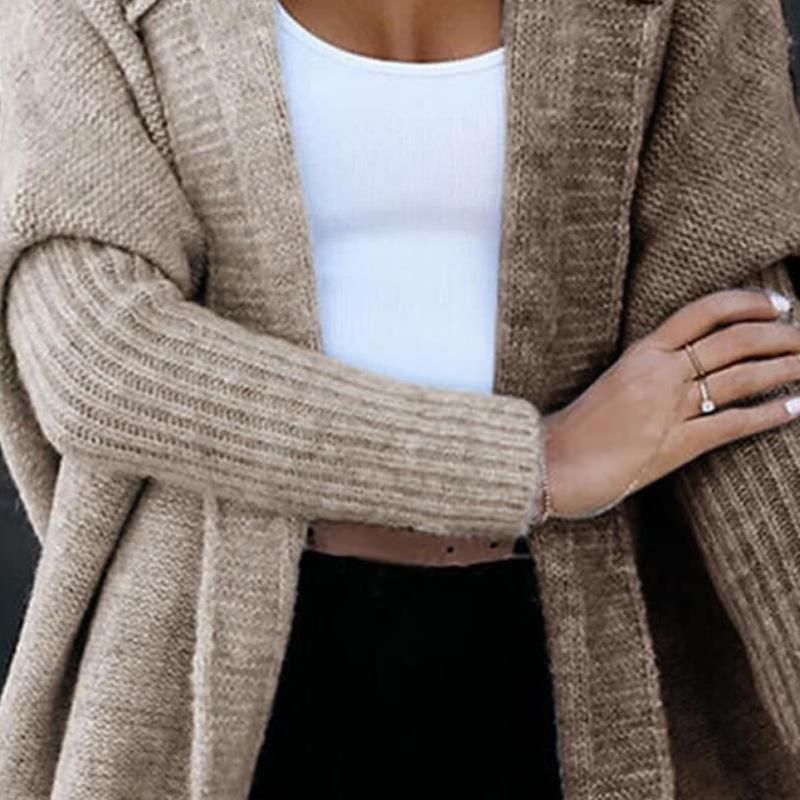 Color Block Hooded Knit Cardigan - Women's Mid-Length Outerwear for Autumn/Winter 2025