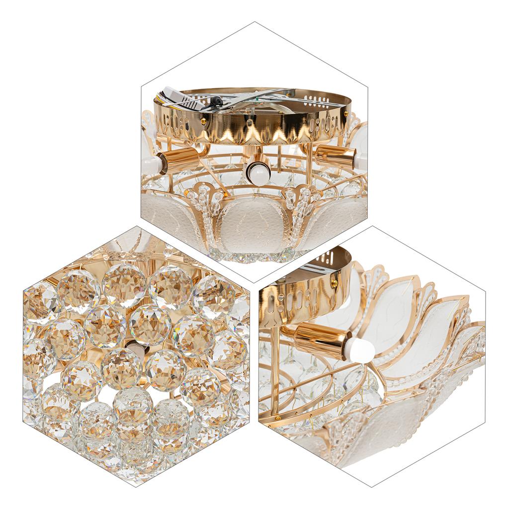 Modern Lotus Crystal, 7-Head Pendant Light Flush Mount Chandelier with Remote LED Ceiling Lamp K9 Crystal for Living Room