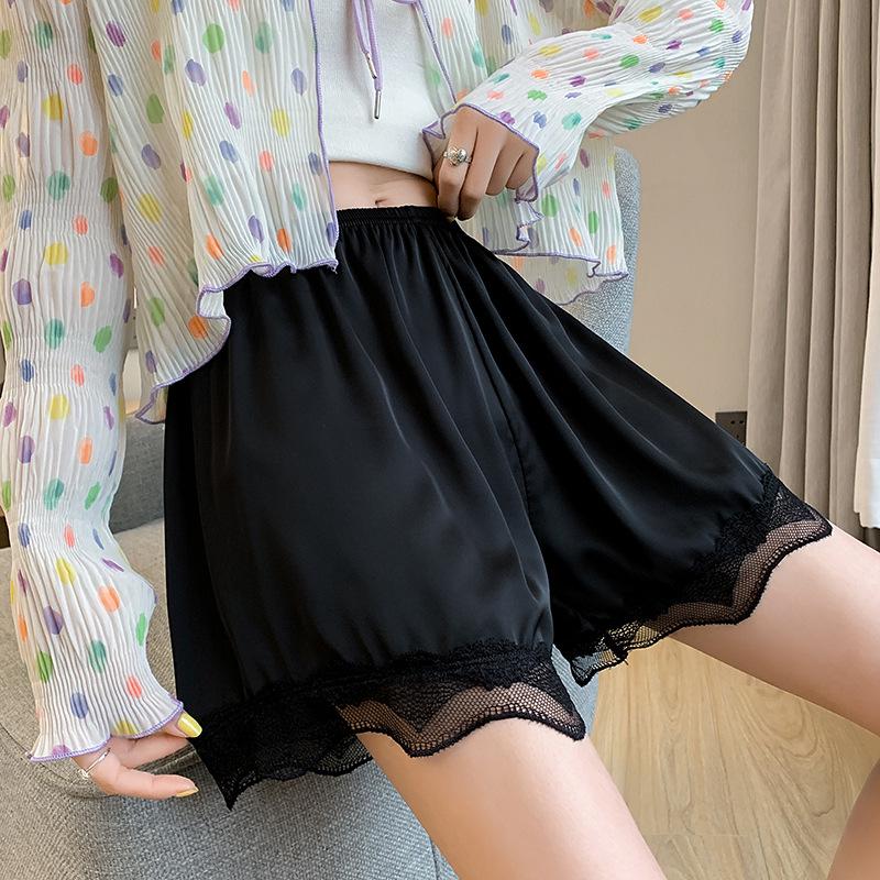 Women's 2026 Ice Silk Lace Safety Shorts - Anti-Exposure, No Roll Edge, Plus Size, Summer Thin Base Shorts