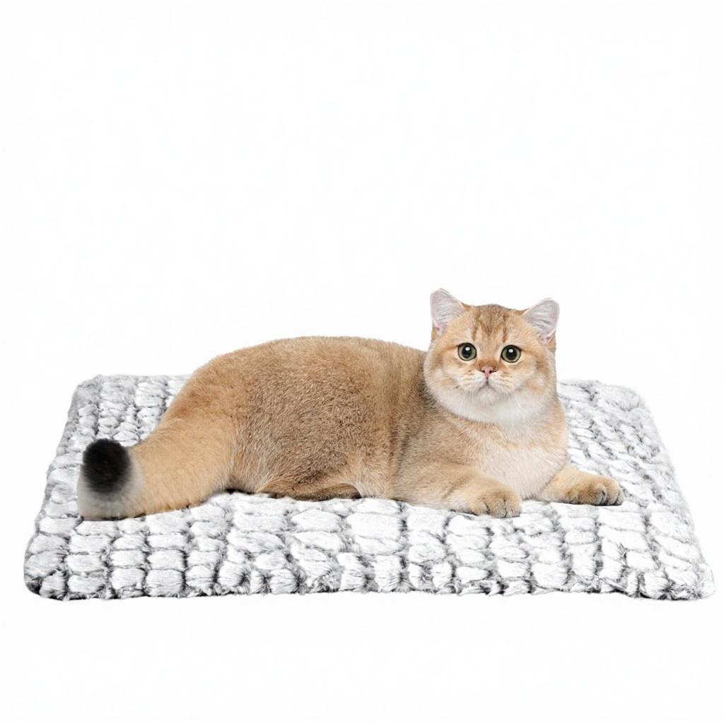 Self-Heating Berber Fleece Striped Cloth Pet Heating Blanket Warm Dog Kennel Supplies with Removable Bed for Dogs and Cats