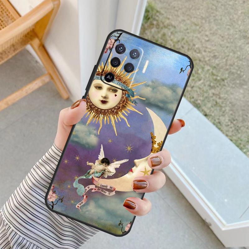 Sun And Moon Star Case For Oppo A18 A78 A98 A38 A58 A60 A80 A40 A96 A76 A16 A94 A74 A54 A15 A17 A57 A77 A5 Pro
