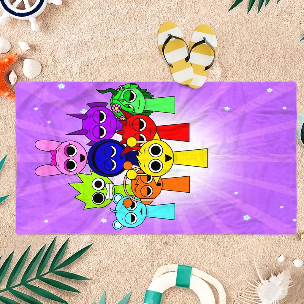 1pc S-Sprunki Cartoon Beach Towel Quick-drying Super Absorbent Suitable for Beach Pool Summer Funny Gift for Friends And Family