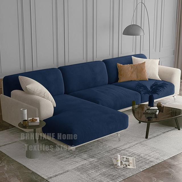 Velvet Sofa Seat Cushion Cover Stretch Plush Thicken Sofa Cover For Living Room L Shape Luxury Corner Furniture Sofa Slipcovers