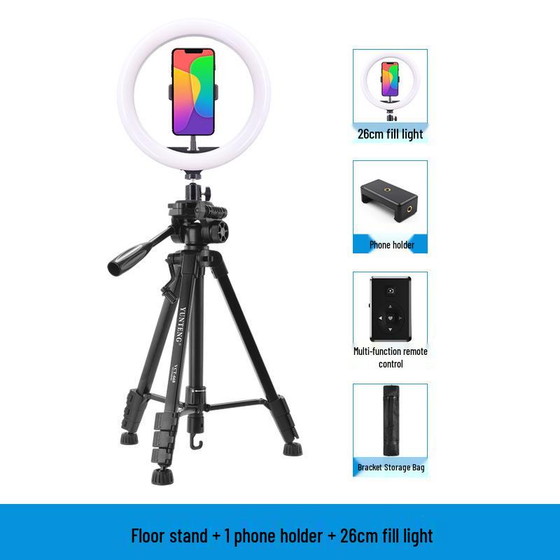 Multi-Phone Live Streaming Stand with Dual Camera Position & Fill Light for Influencer Videos