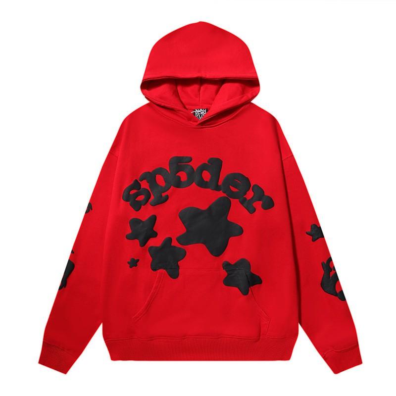 Sp5der Hoodie Unisex Oversized Cotton Pullover With Foil Letter Print Fall Casual Streetwear