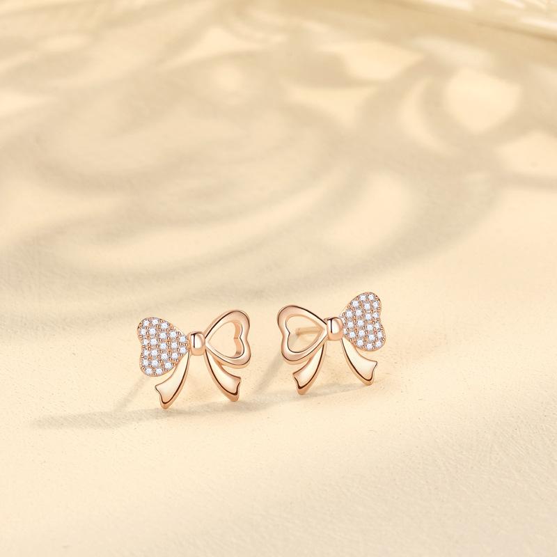 

Серьги-гвоздики в форме банта, женская корейская версия, простые, маленькие и изысканные серьги, полные бриллиантов, свежий темперамент, студенческие серьги