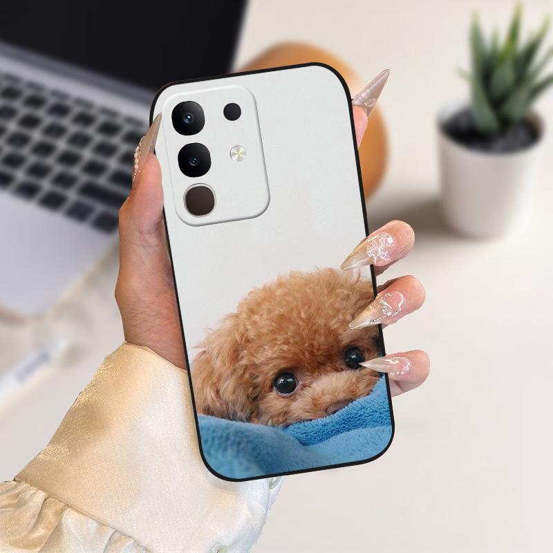 Pro vivo Y29 4G Pouzdra Y 29 Roztomilý Kreslený Potisk Černé Měkké Silikonové TPU Kryt Telefonu Pro Vivo T4x 5G Ochranné Pouzdro Fundas Case Capa