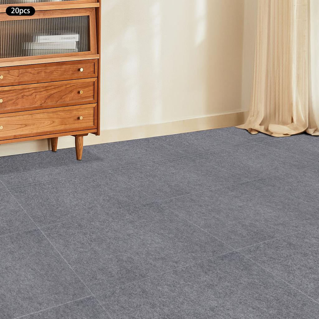 20 Pcs 60x60cm Polyester Square Carpet,Light Grey Striped Self-Adhesive 4mm Carpet Floor-mounted for Restaurants,Family Rooms