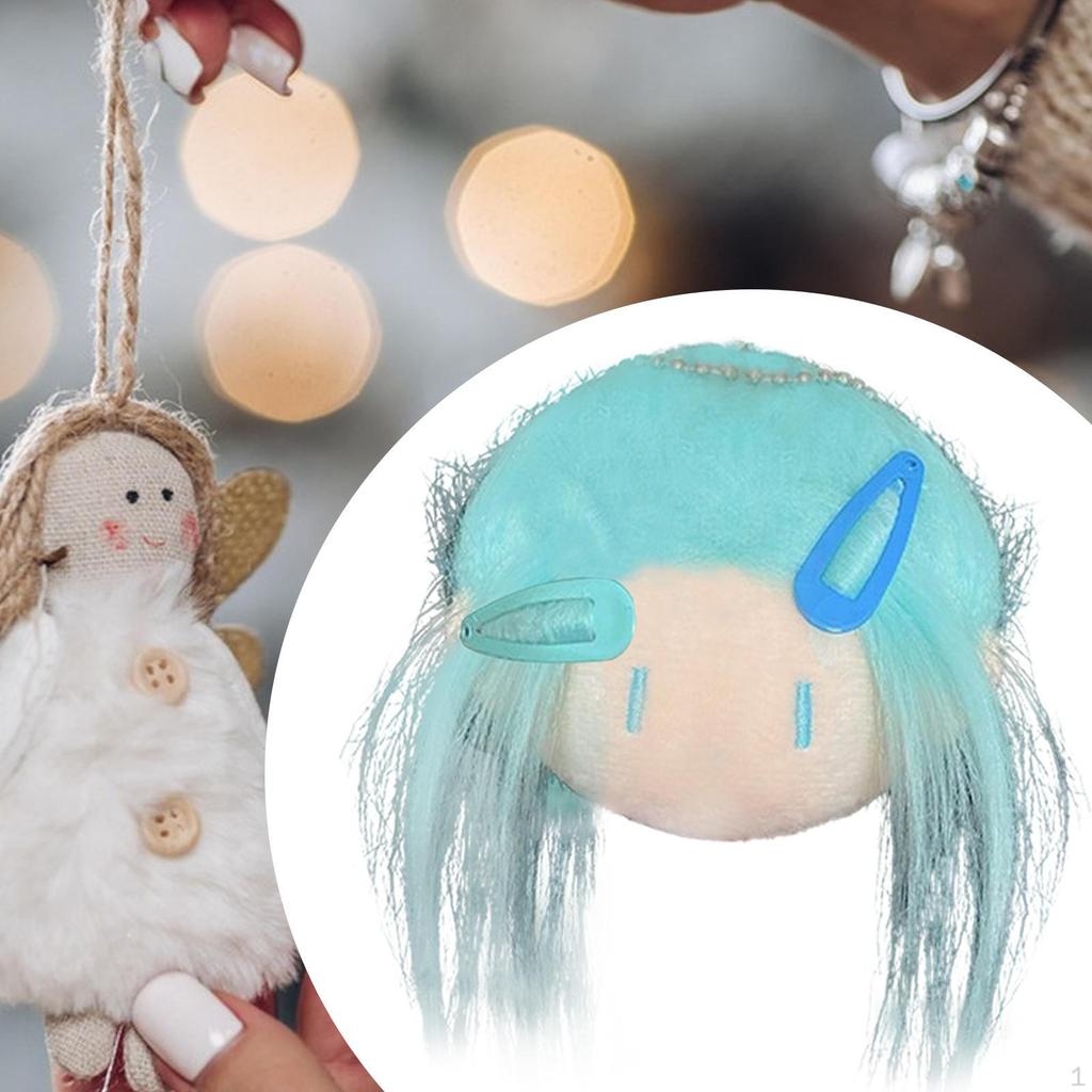 Adorable Doll Head Keychain Plush Toy for Children's Backpack