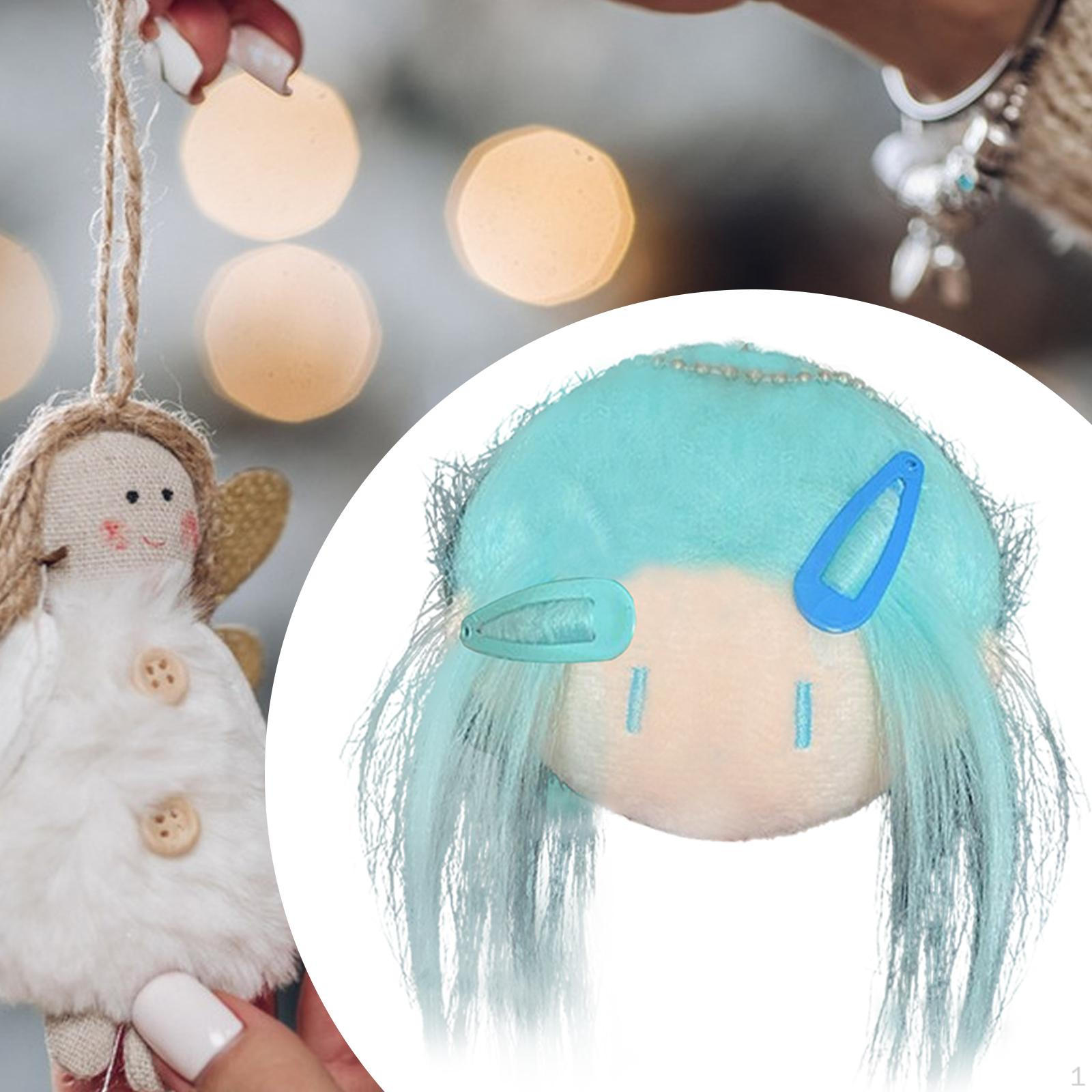 Очаровательная плюшевая игрушка-брелок в виде головы куклы для детского рюкзака фиолетовый — фото 9