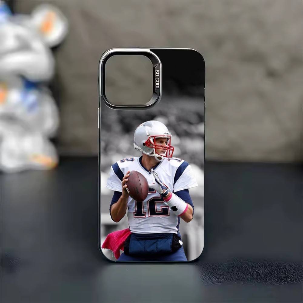 Rugby Tom B-Brady 12 Phone Case For iPhone 17 16 15 14 13 12 11 Pro Max Plus Silver candy Matte Cover