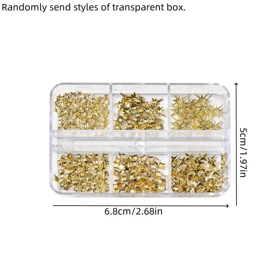 

1 box Nail Art Star Decorations Gold Four-Pointed Star Five-Pointed Star Eight-Pointed Star 3D Wearable NailsDIYDecorative Acces золотой