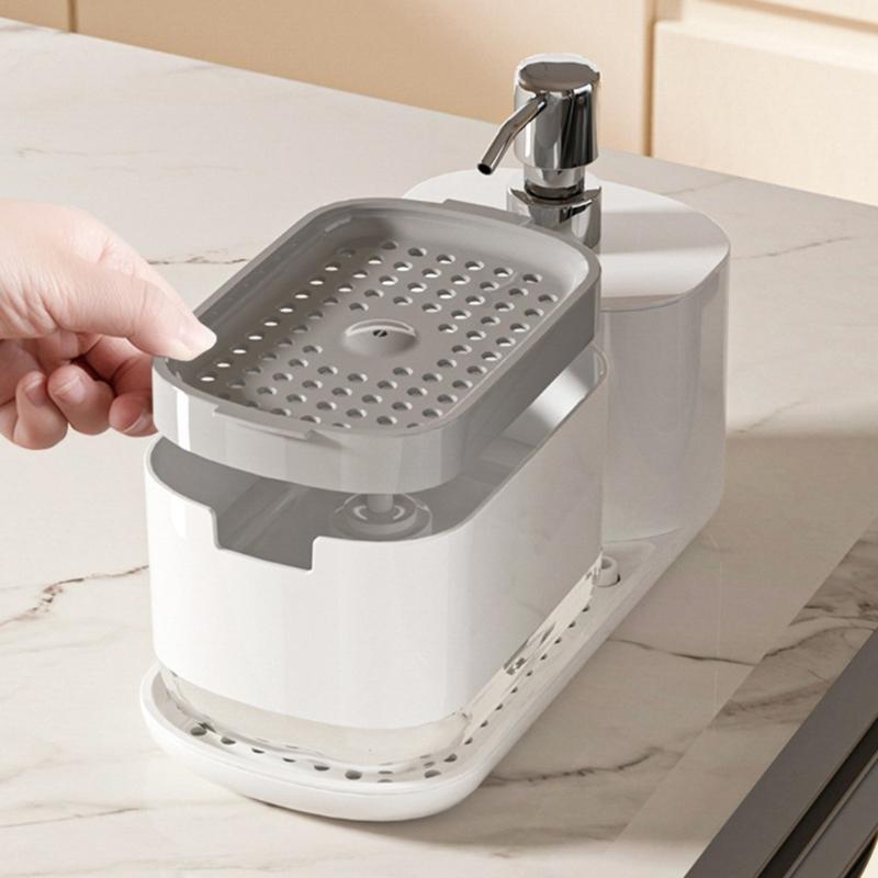 2 in 1 Soap Dispenser and Sponges Holder Practical Dish Soap Dispenser Soaps Pump Dispenser for Kitchen Bathroom