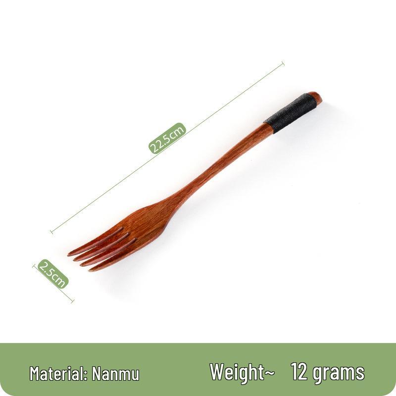Japanese Portable Lunch Set: Cloth Bag with Wooden Spoon, Fork, and Chopsticks