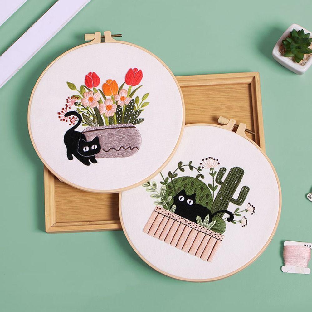 

Cat Patterns Cross Stitch Set Colorful Embroidery Set Sewing Supplies Embroidery Kit Beginner Style 1
