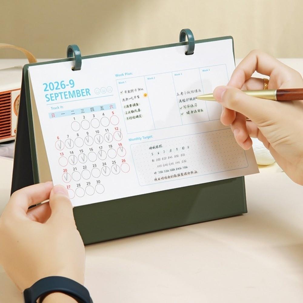 Monats-Datumsanzeige 2026 Tischkalender Einfarbig Stehender Umblätterkalender Heimdekoration