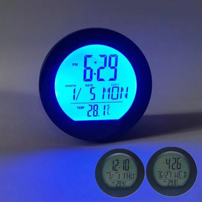 Reloj digital LCD retroiluminado para coche, 2 en 1, termómetro, estilo de coche, sistema de 12/24 horas, temperatura de 0 a 50 °C, para salpicadero.
