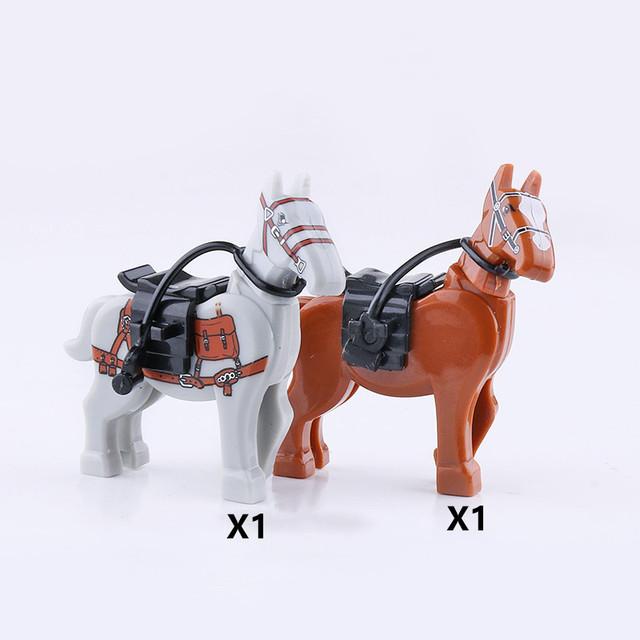 Historically Famous Battle Horse Building Block Model Medieval Cavalry Soldiers Figure Bricks Accessories Toys For Kids J108