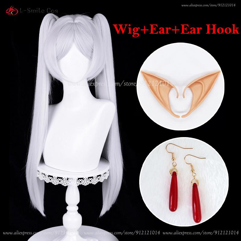 Parrucca Cosplay Frierenn 95cm Argento Bianco Resistente al Calore Capelli Sintetici Per Costumi da Donna Parrucca Cosplay Anime Halloween