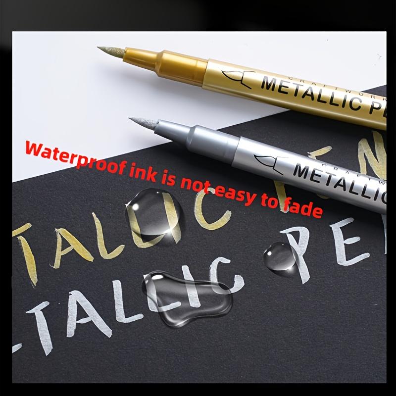 8pcs High-Shine Metallic Pen, Golden And Silvery Colored Marking Pens, Waterproof, Fast-Drying, Soft-Tip Marker Pens , Fine-Tip