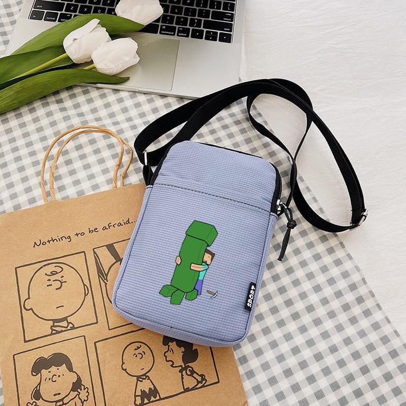 Printing Minecraft Pattern Canvas Single Shoulder Crossbody Bag Gift Fashion