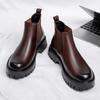 Mode Neue Herren High Top Stiefel Italienische Büro Chelsea Boots Luxusmarke Britischer Stil Lässiger Leder-Knöchelstiefel für Herren Plateau-Stiefel